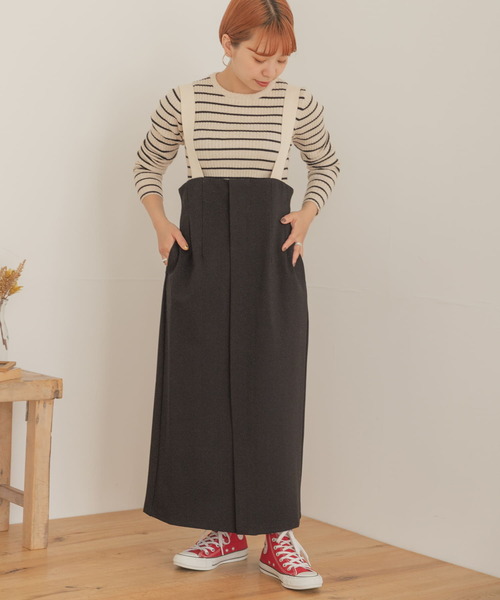 ITEMS URBANRESEARCH(アイテムズ アーバンリサーチ)の「カットジャージジャンスカ(ワンピース・レディース・ブラック/グレー系その他・FREE)」の2枚目の写真