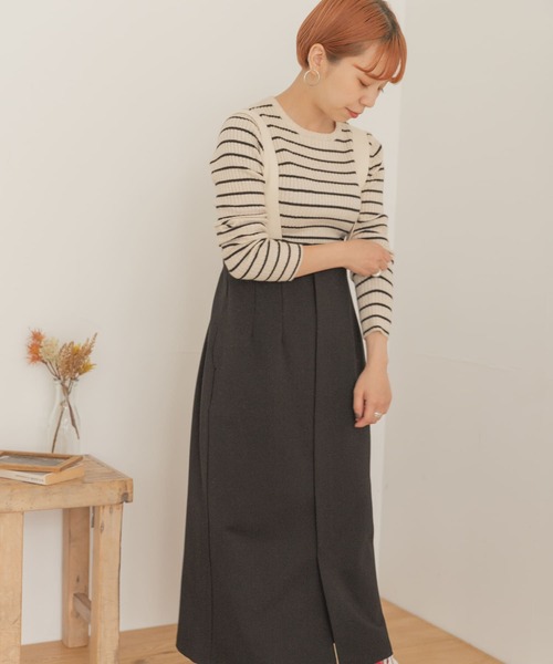 ITEMS URBANRESEARCH(アイテムズ アーバンリサーチ)の「カットジャージジャンスカ(ワンピース・レディース・ブラック/グレー系その他・FREE)」の15枚目の写真