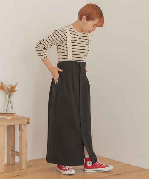 ITEMS URBANRESEARCH(アイテムズ アーバンリサーチ)の「カットジャージジャンスカ(ワンピース・レディース・ブラック/グレー系その他・FREE)」の18枚目の写真