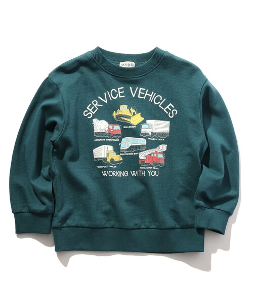 SHOO・LA・RUE（シューラルー）の「◆【90-130cm】裏毛恐竜＆くるま4柄アソートスウェット（スウェット・キッズ・グリーン/ボルドー/アイボリー系/黄緑系・11/10/12/13/09）」の3枚目の写真