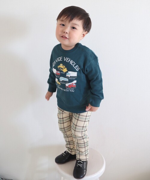 SHOO・LA・RUE（シューラルー）の「◆【90-130cm】裏毛恐竜＆くるま4柄アソートスウェット（スウェット・キッズ・グリーン/ボルドー/アイボリー系/黄緑系・11/10/12/13/09）」の17枚目の写真