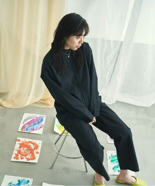 VACANCY(ヴァカンシー)の「バンドカラーオールインワン(つなぎ/オールインワン・レディース・ブラック/グリーン・MEDIUM/MEDIUM/TALL)」の12枚目の写真