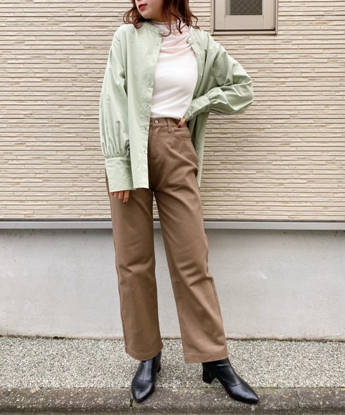 CLEA(クレア)の「カラーツイルストレートパンツ〇(その他パンツ・レディース・ブラック/ブラウン/アイボリー・S/M)」の3枚目の写真