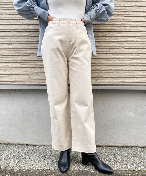 CLEA(クレア)の「カラーツイルストレートパンツ〇(その他パンツ・レディース・ブラック/ブラウン/アイボリー・S/M)」の1枚目の写真