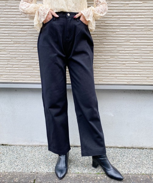 CLEA(クレア)の「カラーツイルストレートパンツ〇(その他パンツ・レディース・ブラック/ブラウン/アイボリー・S/M)」の2枚目の写真
