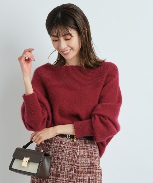 Apuweiser-riche（アプワイザーリッシェ）の「ＮＥＷふわふわオフネックニット（ニット/セーター・レディース・ライトグレー/オフホワイト/ピンクベージュ/ボルドー/ライトイエロー・2）」の5枚目の写真