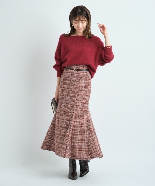 Apuweiser-riche（アプワイザーリッシェ）の「ＮＥＷふわふわオフネックニット（ニット/セーター・レディース・ライトグレー/オフホワイト/ピンクベージュ/ボルドー/ライトイエロー・2）」の6枚目の写真