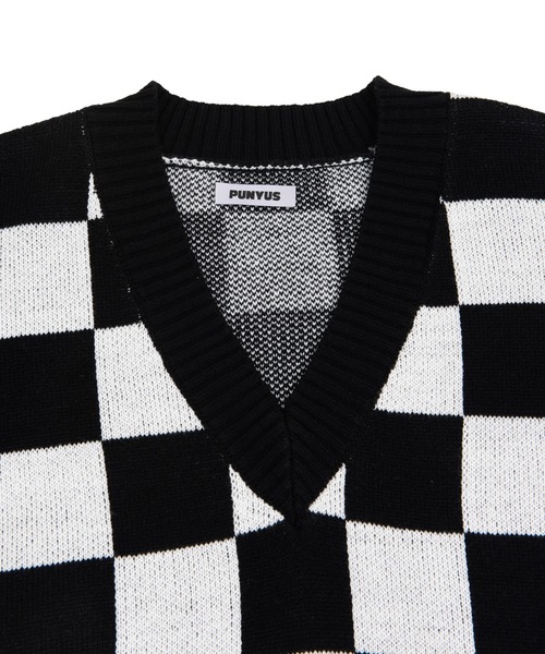 PUNYUS(プニュズ)の「チェッカーニットベスト(ベスト・レディース・ホワイト・1/2/3/4)」の8枚目の写真