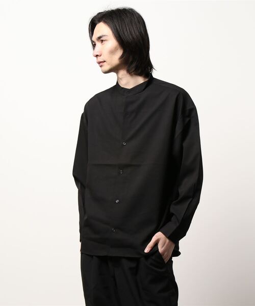 CLUB PARK（クラブパーク）の「【web限定】T/R バンドカラーシャツ（シャツ/ブラウス・メンズ・サックスブルー/ベージュ/グリーン/ライトグレー/ブラック・MEDIUM/LARGE/X-LARGE）」の2枚目の写真