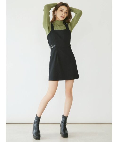EVRIS(エヴリス)の「バックルデザインジャンパースカート(ワンピース・レディース・カーキ/ブラック・FREE)」の8枚目の写真