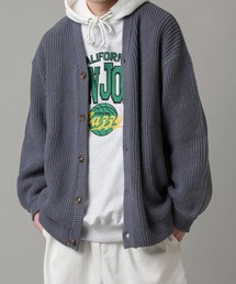 ドロップショルダー 畦編みルーズカーディガン