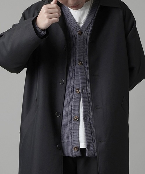 SPINNS（スピンズ）の「ドロップショルダー 畦編みルーズカーディガン（カーディガン/ボレロ・メンズ・アイボリー/グリーン/サックスブルー/チャコール・M/L）」の9枚目の写真