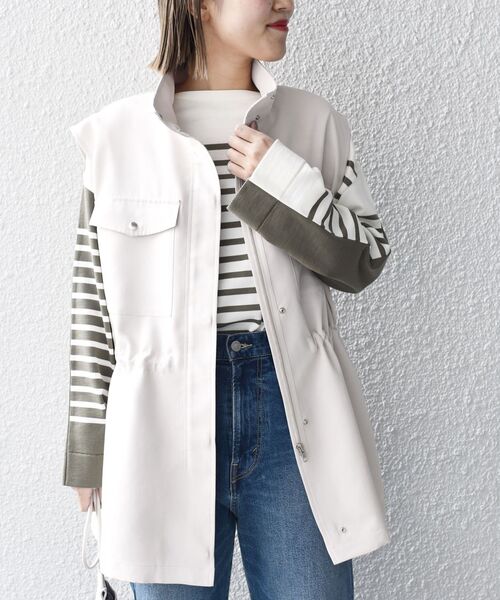 SHIPS（シップス）の「〈手洗い可能〉オックスドライタッチジレ◆（ベスト・レディース・オフホワイト/オリーブ・ONE SIZE）」の2枚目の写真