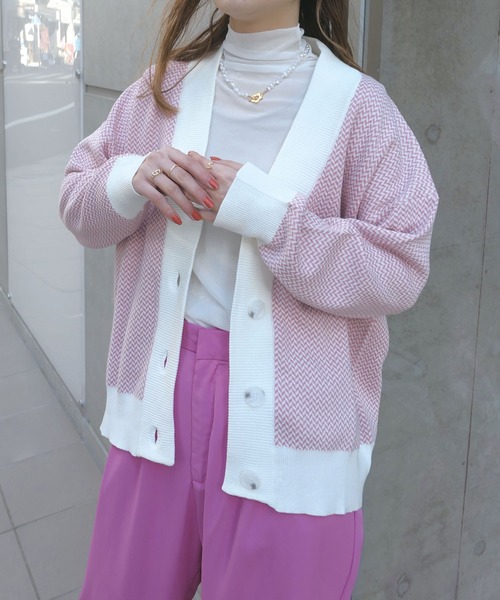 CORNERS（コーナーズ）の「ジャガード編みカーディガン（カーディガン/ボレロ・レディース・グレー/ブラック/ベージュ/ピンク・M）」の22枚目の写真