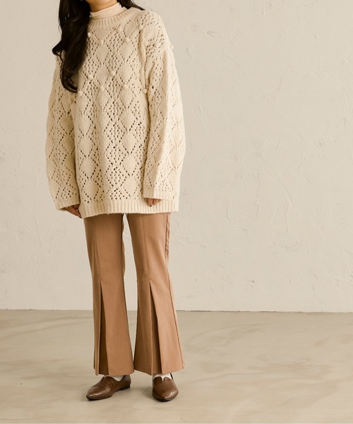 Ambre Neige（アンブルネージュ）の「センタータックフレアパンツ／【WEB/EC限定商品】（スラックス・レディース・ライトブラウン/ベージュ・SMALL/MEDIUM）」の9枚目の写真