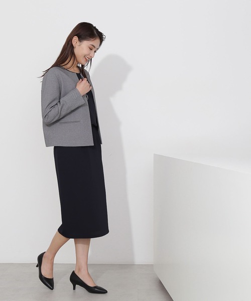 NATURAL BEAUTY BASIC(ナチュラルビューティーベーシック)の「シャークノーカラージャケット(ノーカラージャケット・レディース・ベージュ/ブラック系その他・SMALL/MEDIUM/LARGE)」の14枚目の写真