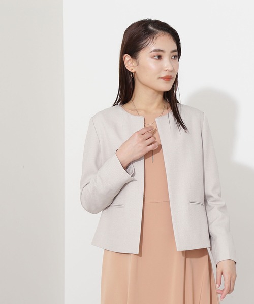 NATURAL BEAUTY BASIC(ナチュラルビューティーベーシック)の「シャークノーカラージャケット(ノーカラージャケット・レディース・ベージュ/ブラック系その他・SMALL/MEDIUM/LARGE)」の15枚目の写真