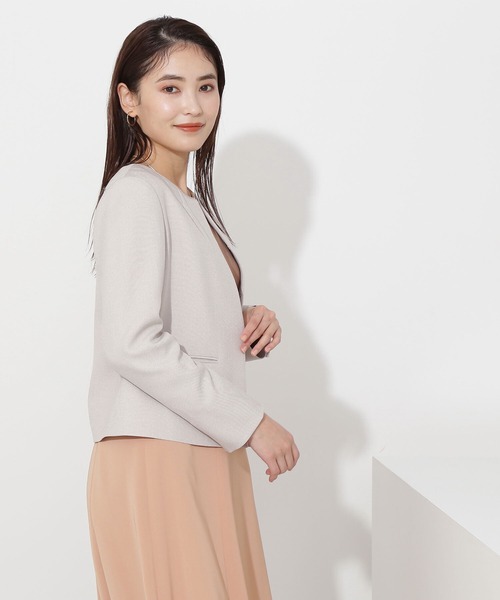 NATURAL BEAUTY BASIC(ナチュラルビューティーベーシック)の「シャークノーカラージャケット(ノーカラージャケット・レディース・ベージュ/ブラック系その他・SMALL/MEDIUM/LARGE)」の13枚目の写真