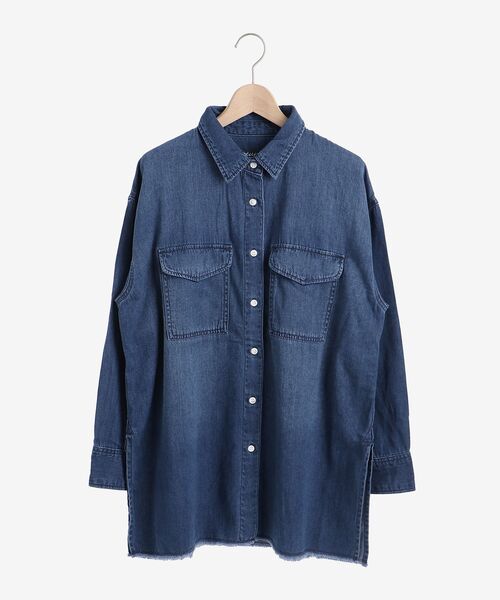 le.coeur blanc（ルクールブラン）の「TAKEデニムオーバーシャツ（シャツ/ブラウス・レディース・サックスブルー/ブルー・38）」の3枚目の写真