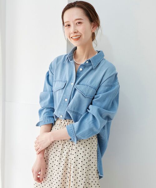 le.coeur blanc（ルクールブラン）の「TAKEデニムオーバーシャツ（シャツ/ブラウス・レディース・サックスブルー/ブルー・38）」の18枚目の写真
