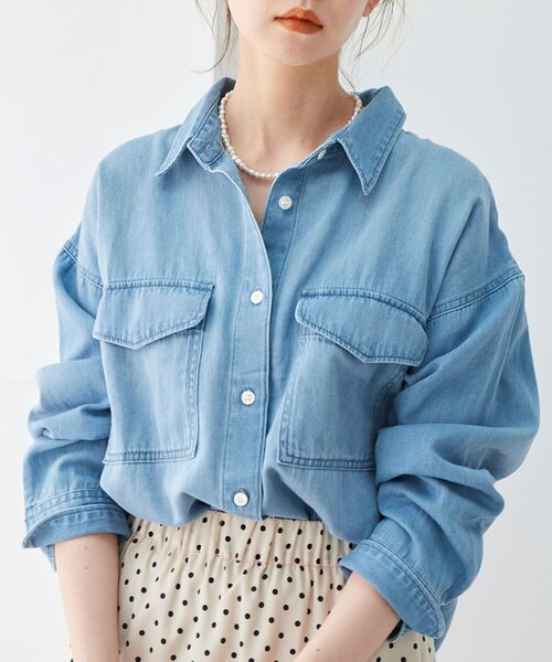 le.coeur blanc（ルクールブラン）の「TAKEデニムオーバーシャツ（シャツ/ブラウス・レディース・サックスブルー/ブルー・38）」の19枚目の写真