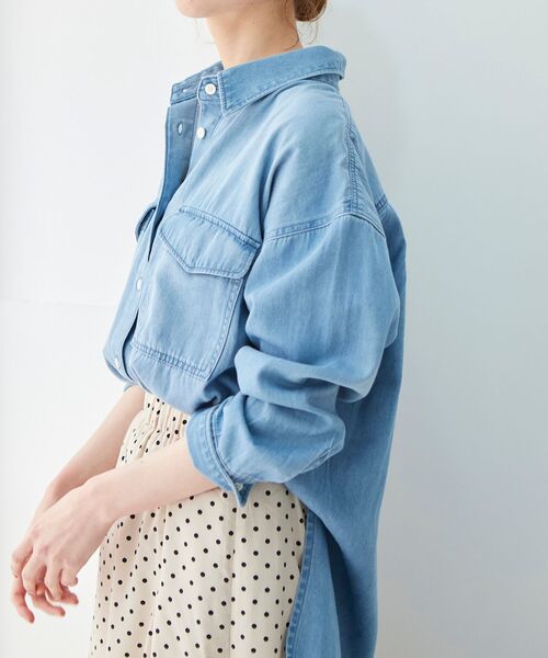 le.coeur blanc（ルクールブラン）の「TAKEデニムオーバーシャツ（シャツ/ブラウス・レディース・サックスブルー/ブルー・38）」の20枚目の写真