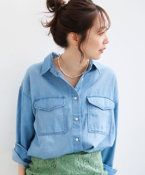 le.coeur blanc（ルクールブラン）の「TAKEデニムオーバーシャツ（シャツ/ブラウス・レディース・サックスブルー/ブルー・38）」の22枚目の写真