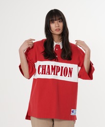 【CHAMPION/チャンピオン】フロッキープリント　ルーズフィット（ビッグシルエット）　ラガーシャツ
