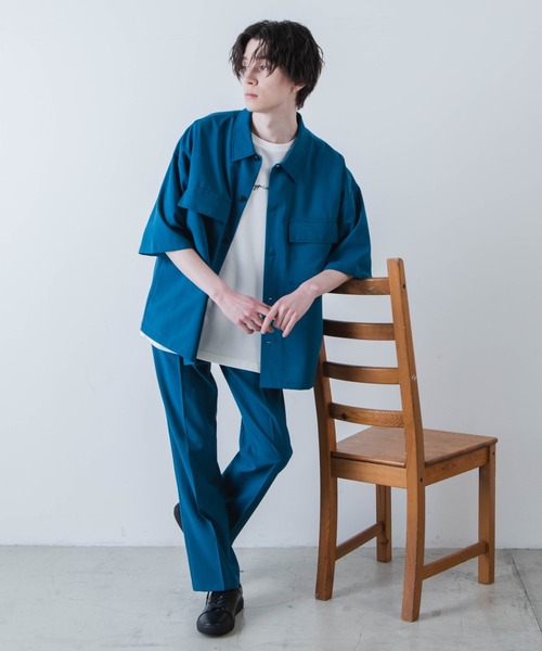 WEGO(ウィゴー)の「WEGO/イージーケアフラップポケット半袖シャツ(シャツ/ブラウス・メンズ・ブラック/ブルー系その他/ライトグレー・LARGE/MEDIUM)」の16枚目の写真