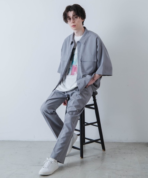 WEGO(ウィゴー)の「WEGO/イージーケアフラップポケット半袖シャツ(シャツ/ブラウス・メンズ・ブラック/ブルー系その他/ライトグレー・LARGE/MEDIUM)」の8枚目の写真