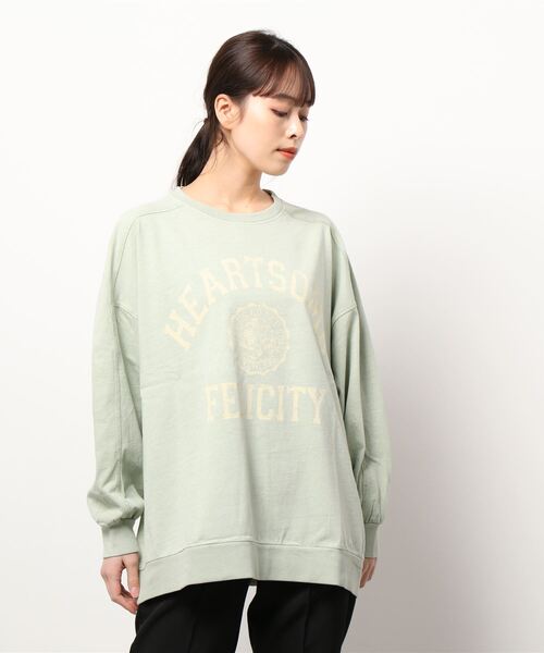 Samansa Mos2(サマンサ モスモス)の「ピグメント加工プリントアソートスウェット(スウェット・レディース・キナリ/グリーン/サックスブルー/チャコール/ピンク/ベージュ・フリ-)」の9枚目の写真