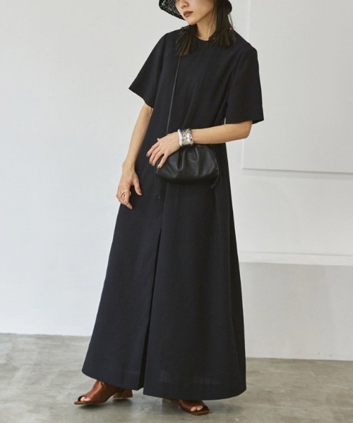 TODAYFUL(トゥデイフル)の「TODAYFUL(トゥデイフル) "Halfsleeve Tuck Dress"ハーフスリーブタックドレス/12110332(ワンピース・レディース・ブラック/ナチュラル・38/36)」の7枚目の写真