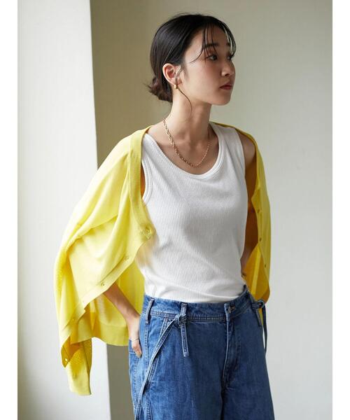 CRAFT STANDARD BOUTIQUE(クラフトスタンダードブティック)の「ジャガード2WAYタンク *(タンクトップ・レディース・ライトグリーン/オフホワイト/ブラック/ブルー/ブラウン・FREE)」の6枚目の写真