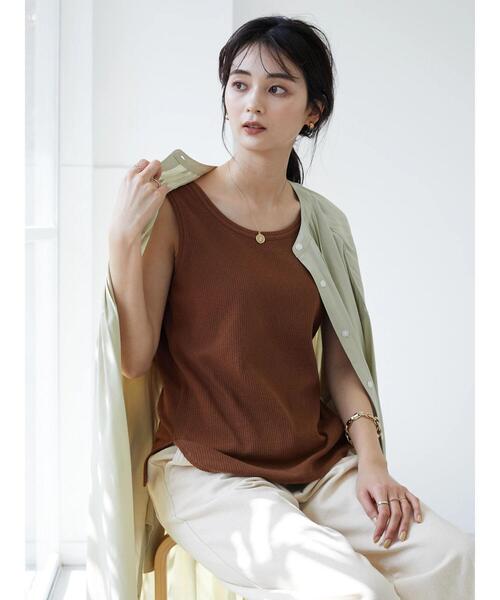 CRAFT STANDARD BOUTIQUE(クラフトスタンダードブティック)の「ジャガード2WAYタンク *(タンクトップ・レディース・ライトグリーン/オフホワイト/ブラック/ブルー/ブラウン・FREE)」の13枚目の写真