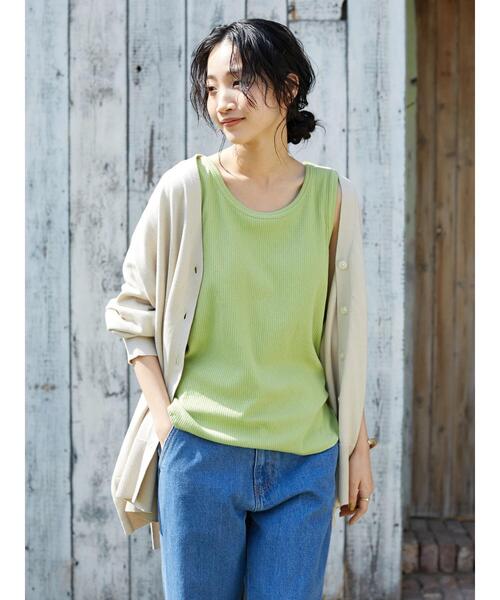 CRAFT STANDARD BOUTIQUE(クラフトスタンダードブティック)の「ジャガード2WAYタンク *(タンクトップ・レディース・ライトグリーン/オフホワイト/ブラック/ブルー/ブラウン・FREE)」の19枚目の写真