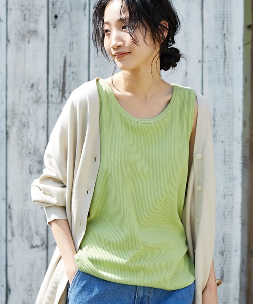 CRAFT STANDARD BOUTIQUE(クラフトスタンダードブティック)の「ジャガード2WAYタンク *(タンクトップ・レディース・ライトグリーン/オフホワイト/ブラック/ブルー/ブラウン・FREE)」の4枚目の写真