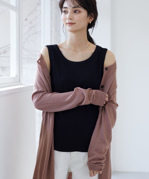 CRAFT STANDARD BOUTIQUE(クラフトスタンダードブティック)の「ジャガード2WAYタンク *(タンクトップ・レディース・ライトグリーン/オフホワイト/ブラック/ブルー/ブラウン・FREE)」の2枚目の写真