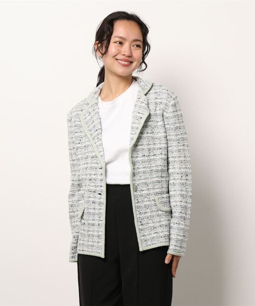 HANAE MORI ハナエモリ ミックスツイード ジャケット　絹混　40 HANAE MORI（ハナエモリ） HANAE MORI Deux ジャケット・38