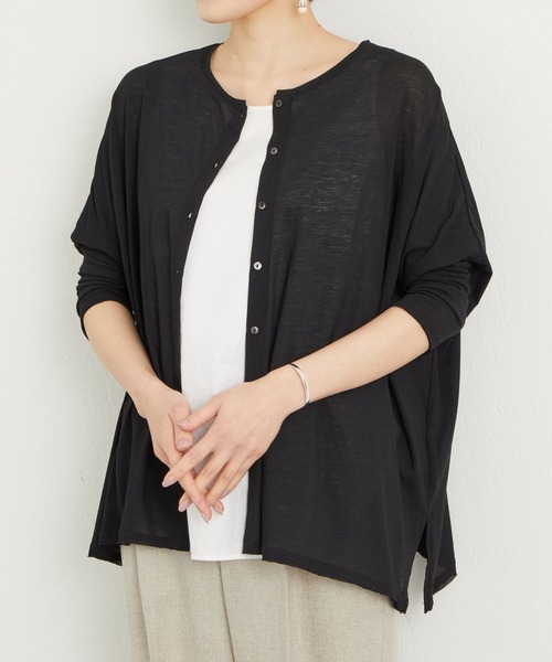 BEARDSLEY(ビアズリー)の「強燃ガーゼワイドカーデ(カーディガン/ボレロ・レディース・ブラック/ベージュ・FREE)」の2枚目の写真