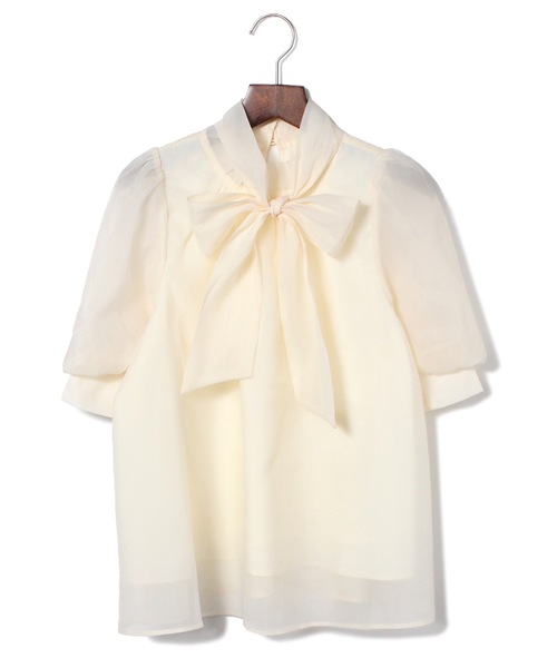 NOMAE（ノーマエ）の「オーガンジーリボンブラウス（シャツ/ブラウス・レディース・ホワイト/ライトブルー/ホワイト系その他/ライトピンク・FREE）」の2枚目の写真