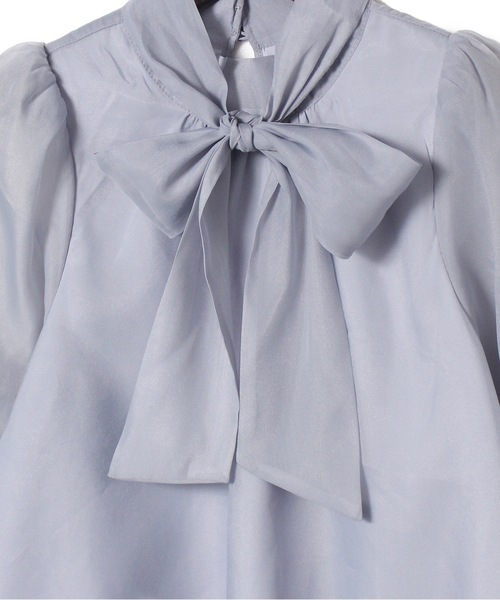 NOMAE（ノーマエ）の「オーガンジーリボンブラウス（シャツ/ブラウス・レディース・ホワイト/ライトブルー/ホワイト系その他/ライトピンク・FREE）」の5枚目の写真