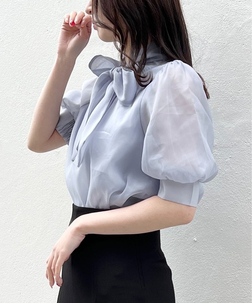 NOMAE（ノーマエ）の「オーガンジーリボンブラウス（シャツ/ブラウス・レディース・ホワイト/ライトブルー/ホワイト系その他/ライトピンク・FREE）」の11枚目の写真