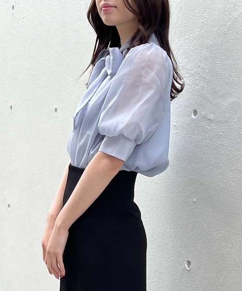 NOMAE（ノーマエ）の「オーガンジーリボンブラウス（シャツ/ブラウス・レディース・ホワイト/ライトブルー/ホワイト系その他/ライトピンク・FREE）」の12枚目の写真