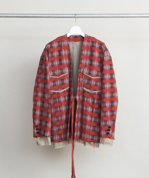 DISCOVERED（ディスカバード）の「DISCOVERED ディスカバード / CHECK SAMUE JACKET オンブレーチェック作務衣ジャケット / DC-AW22-JK-02（カバーオール・メンズ・レッド系その他/ブラック系その他・3/1）」の22枚目の写真