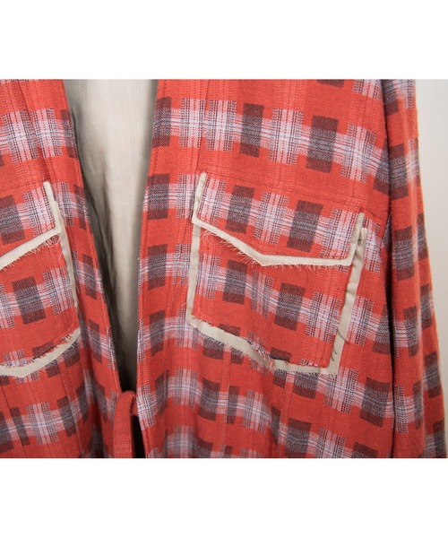 DISCOVERED（ディスカバード）の「DISCOVERED ディスカバード / CHECK SAMUE JACKET オンブレーチェック作務衣ジャケット / DC-AW22-JK-02（カバーオール・メンズ・レッド系その他/ブラック系その他・3/1）」の3枚目の写真