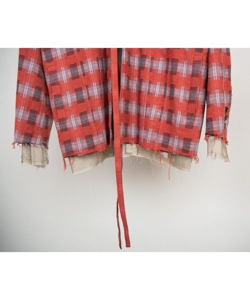 DISCOVERED（ディスカバード）の「DISCOVERED ディスカバード / CHECK SAMUE JACKET オンブレーチェック作務衣ジャケット / DC-AW22-JK-02（カバーオール・メンズ・レッド系その他/ブラック系その他・3/1）」の6枚目の写真