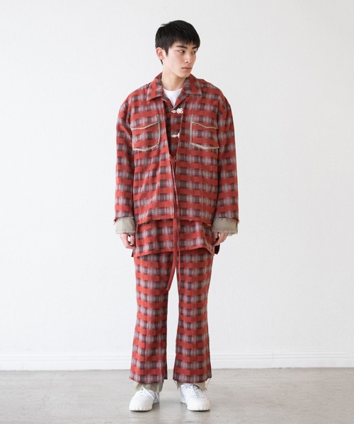 DISCOVERED（ディスカバード）の「DISCOVERED ディスカバード / CHECK SAMUE JACKET オンブレーチェック作務衣ジャケット / DC-AW22-JK-02（カバーオール・メンズ・レッド系その他/ブラック系その他・3/1）」の20枚目の写真