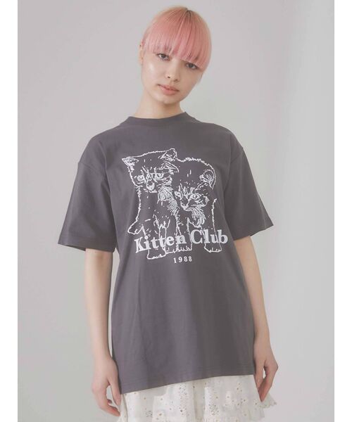 merry jenny（メリージェニー）の「KITTEN CLUB T（Tシャツ/カットソー・レディース・チャコールグレー/グレー/オフホワイト・FREE）」の17枚目の写真