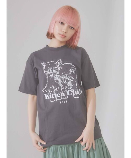 merry jenny（メリージェニー）の「KITTEN CLUB T（Tシャツ/カットソー・レディース・チャコールグレー/グレー/オフホワイト・FREE）」の18枚目の写真
