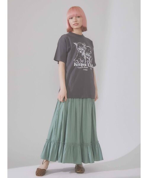 merry jenny（メリージェニー）の「KITTEN CLUB T（Tシャツ/カットソー・レディース・チャコールグレー/グレー/オフホワイト・FREE）」の5枚目の写真